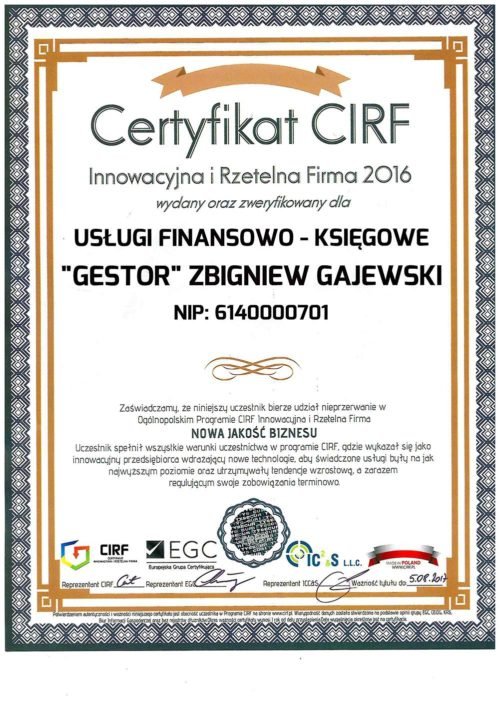 Certyfikat CIRF